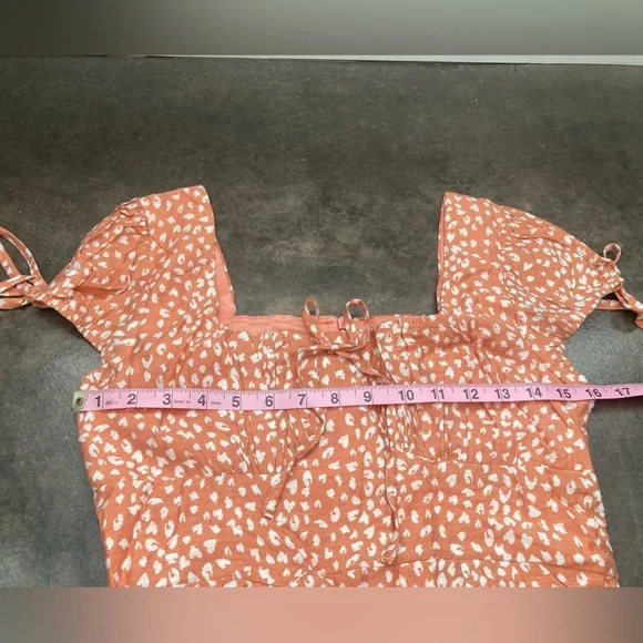 HELLO MOLLY Peach Ruched Dress- Size M - Picture 7 of 9